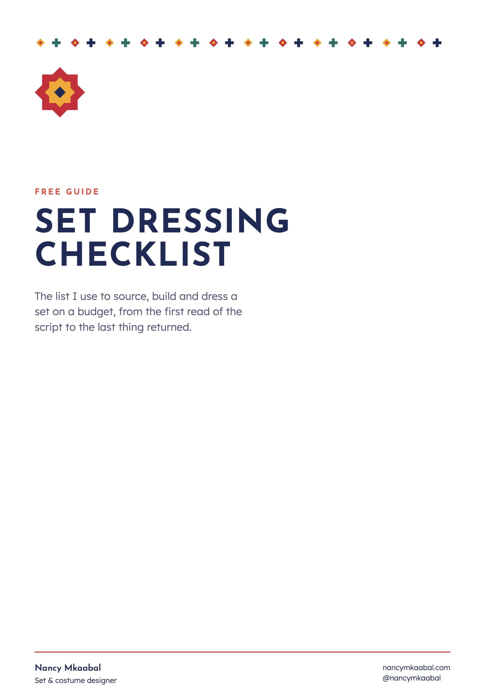 Set dressing checklist