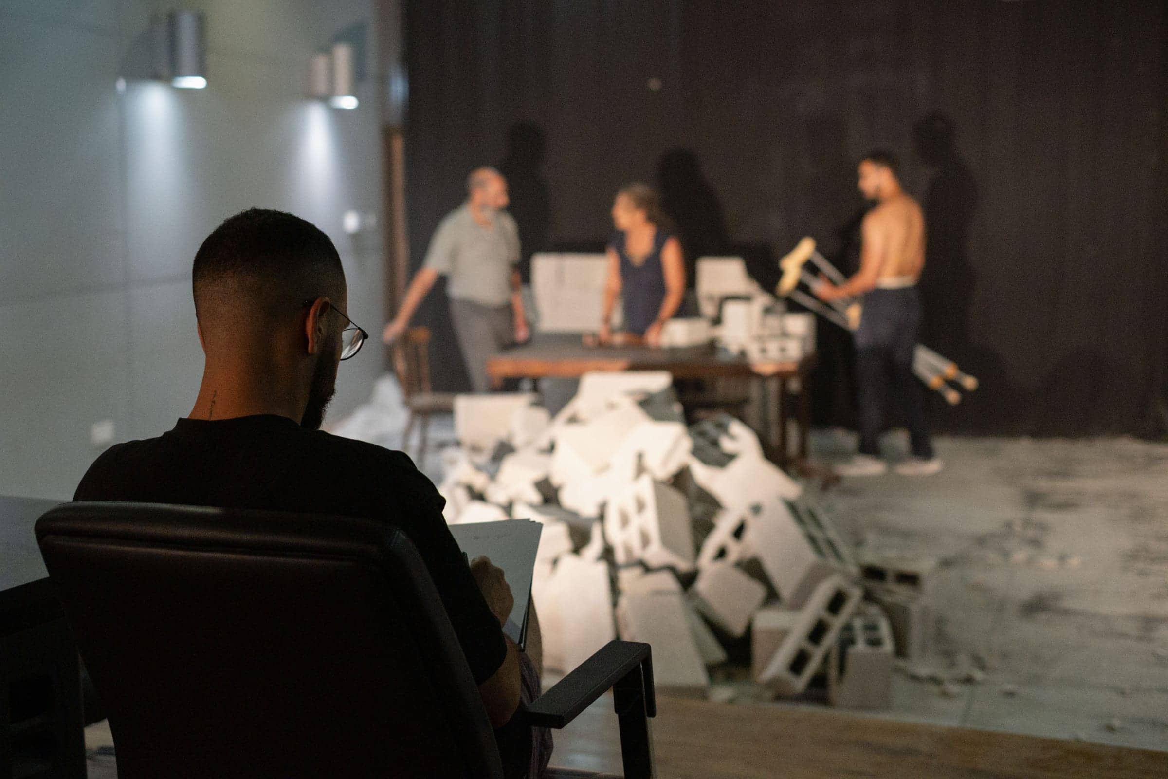 Bashar Murkus watching a run-through.
