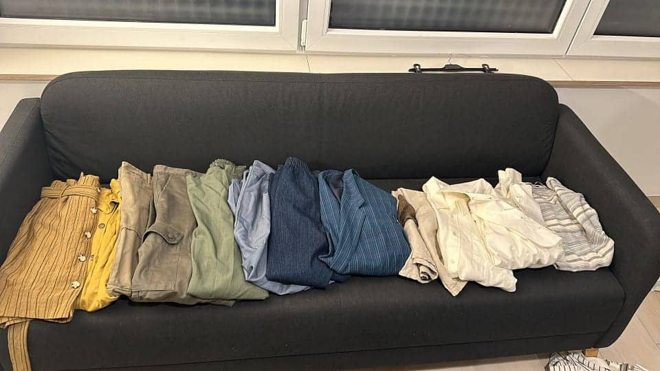Costumes laid out before the show.
