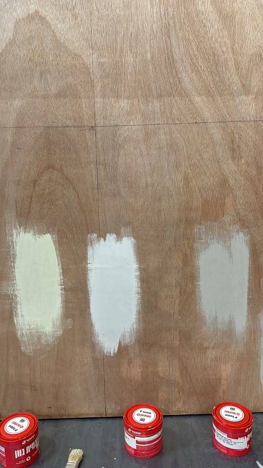 Paint tests on the plywood.